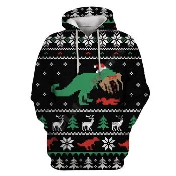  Elegance Black Dinosaurs Pattern Christmas Hoodie