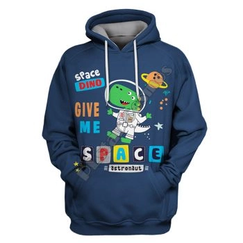 Classical  Blue Dinosaurs Pattern Astronauts Hoodie