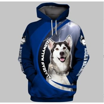 Cute And Loose Blue Dog Pattern Animals Hoodie