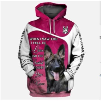 Cute Pink Dog Pattern Animals Hoodie