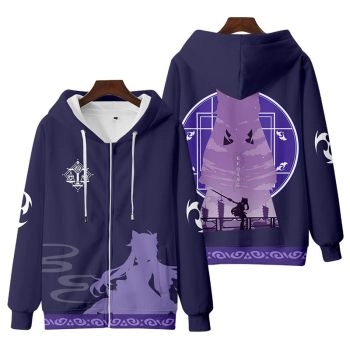 Comfortable Genshin Impact Keqing Zip-Up Light Purple Hoodie