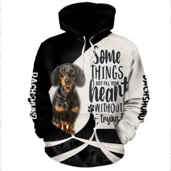 Popular And Vintage Black White Dog Pattern Animals Hoodie