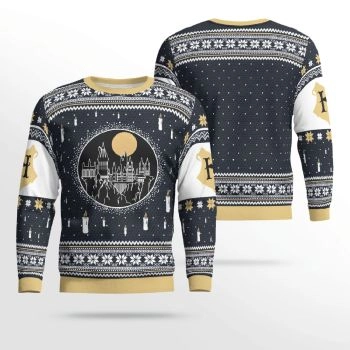 Castle Under Night Candle Christmas Ugly Sweater