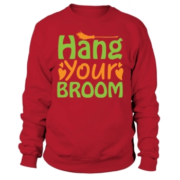 Halloween Flying Witch On Broom Hang Your Broom Sweatshirt