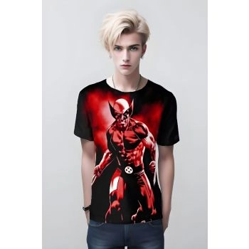 Edgy & Comfy: Embrace the Wolverine - Comic Book Black T-Shirt