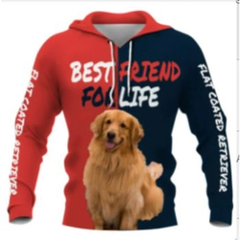 Loose Red Blue Dog Pattern Animals Hoodie
