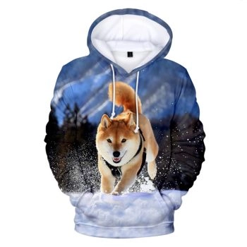 Generous And Beautiful Blue White Dog Pattern Animals Hoodie