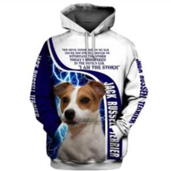 Precious And Cute Blue White Dog Pattern Animals Hoodie