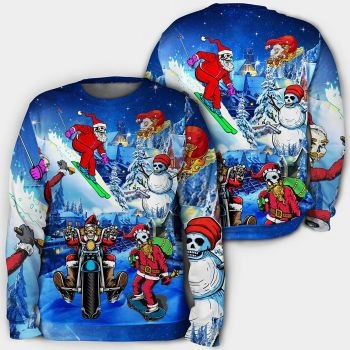 Chrismas With Skull Hoodie 3D Sweater