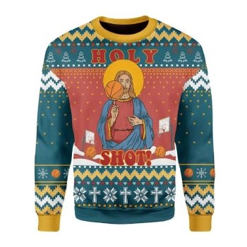 Christ Jesus Holy Shot baseketball Ugly Christmas Sweater