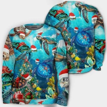 Christmas santa turtle to ocean Hoodie