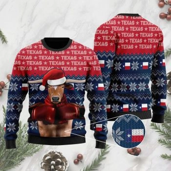 Christmas Texas Boxing Longhorn Ugly Sweater