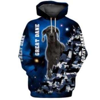 Temperament Blue Dog Pattern Animals Hoodie