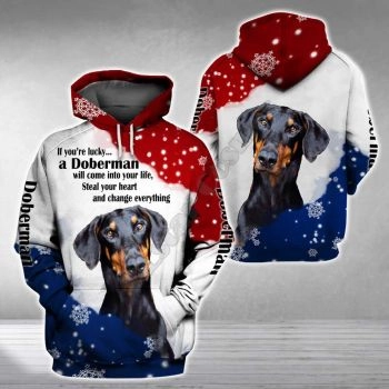 Generous And Beautiful White Red Dog Pattern Animals Hoodie