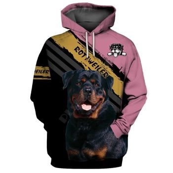 Oversize Pink Black Dog Pattern Animals Hoodie