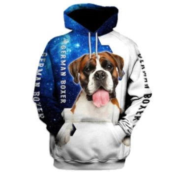 Cute Blue White Dog Pattern Animals Hoodie