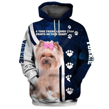 Precious White Blue Dog Pattern Animals Hoodie