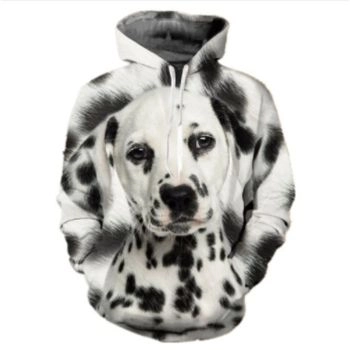  Cute White Black Dog Pattern Animals Hoodie