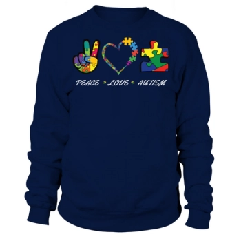 Peace Love Autism Awareness Puzzle Sweatshirt