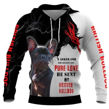 Loose Black White Dog Pattern Animals Hoodie