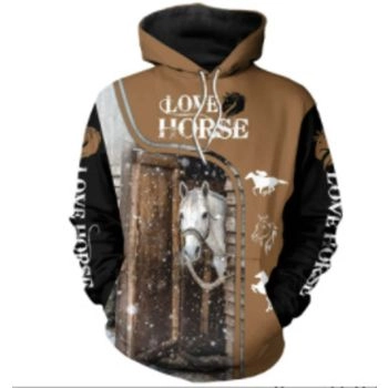 Precious Brown Black Horse Pattern Animals Hoodie