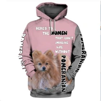  Vintage  Pink Dog Pattern Animals Hoodie