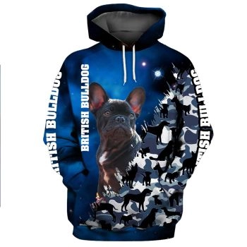 Classical  Blue Dog Pattern Animals Hoodie