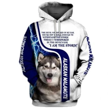 Precious And Cute Blue White Dog Pattern Animals Hoodie