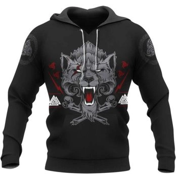 Loose And Fashion Black Lion Pattern Tattoo Hoodie