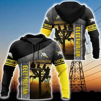  Fashion Black Yellow Aerial Work Pattern Aerial Work Hoodie