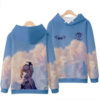 Fashion Genshin Impact Anime Game Barbara Cyan Hoodie