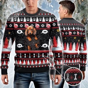 Dachshund Dog Lovers Gift Baby In Pocket Ugly Sweater