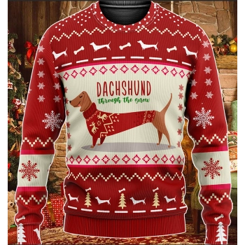 Dachshund Through The Snow Christmas Ugly Sweater