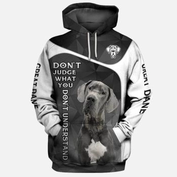 Pretty And Vintage  Grey Dog Pattern Animals Hoodie