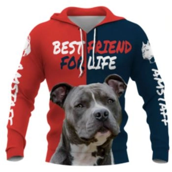 Precious And Cute Red Blue Dog Pattern Animals Hoodie