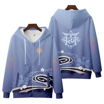 Chic Genshin Impact Kamizato Ayaka Zip-Up Hoodie