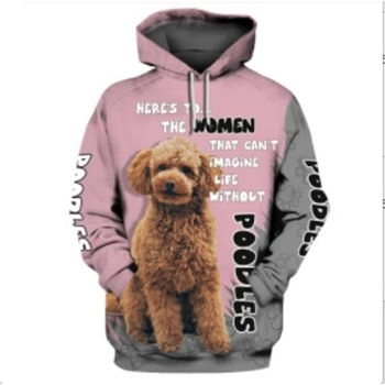 Vintage  And Loose Pink Dog Pattern Animals Hoodie