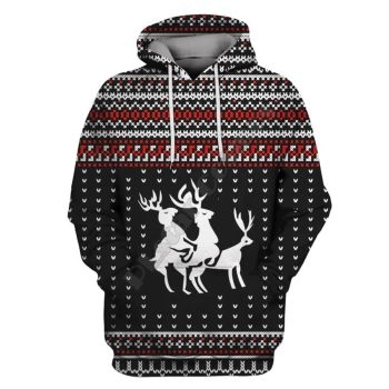  Popular And Vintage Black Deer Pattern Christmas Hoodie
