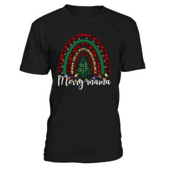 Merry Mama Christmas Rainbow Outfit For Moms Buffalo Plaid Christmas