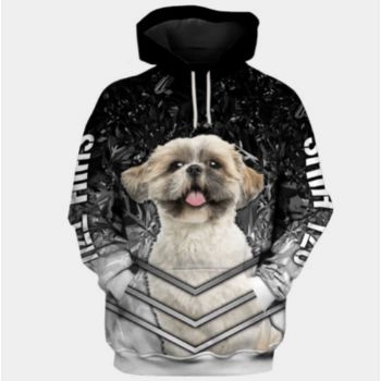 Fashion Black White Dog Pattern Animals Hoodie