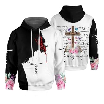  Generous And Beautiful Black White Crosses Pattern Jesus Hoodie