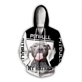 Precious Black White Dog Pattern Animals Zip-Up Hoodie