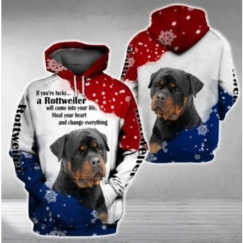 Loose Blue White Dog Pattern Animals Hoodie