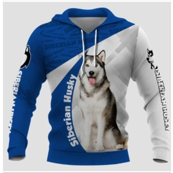 Fashion And Gorgeous Blue White Dog Pattern Animals Hoodie