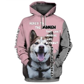 Oversize Pink Dog Pattern Animals Hoodie