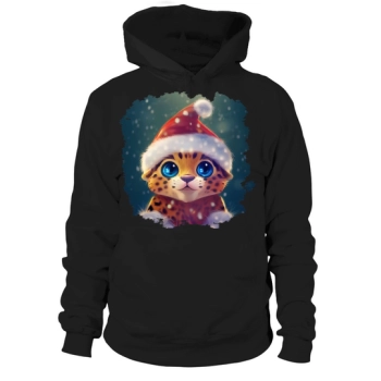 Christmas Cute Little Leopard Santa Hat Hoodies