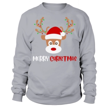 Merry Christmas Reindeer Christmas Light Sweatshirt