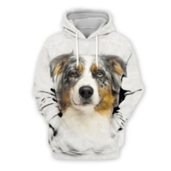 Vintage  White Dog Pattern Animals Hoodie