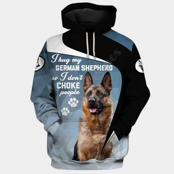 Loose Blue Black Dog Pattern Animals Hoodie