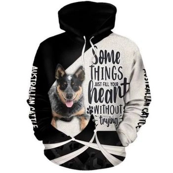 Loose Black White Dog Pattern Animals Hoodie